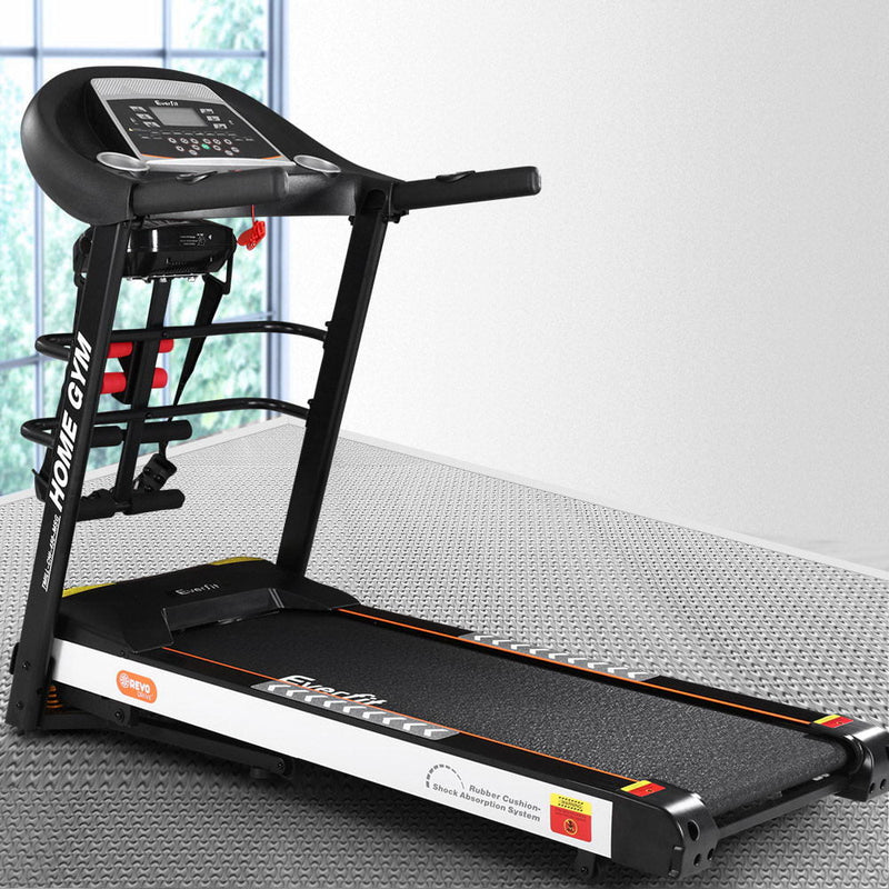 Everfit Electric Treadmill 450mm 18kmh 3.5HP Auto Incline Home Gym Run Exercise Machine Fitness Dumbbell Massager Sit Up Bar Payday Deals