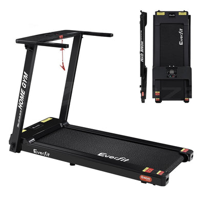 Everfit Electric Treadmill Home Gym Exercise Running Machine Fitness Equipment Compact Fully Foldable 420mm Belt Black Payday Deals