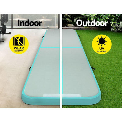 Everfit GoFun 3X0.5M Inflatable Air Track Mat with Pump Tumbling Gymnastics Green Payday Deals