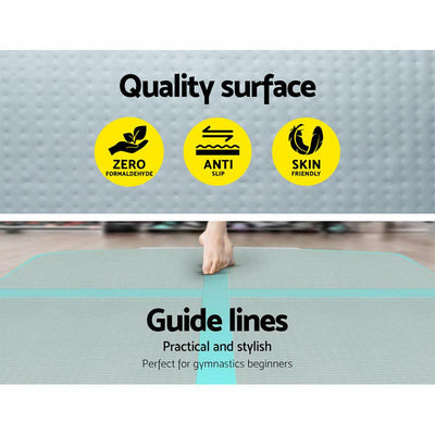 Everfit GoFun 5X1M Inflatable Air Track Mat with Pump Tumbling Gymnastics Green Payday Deals