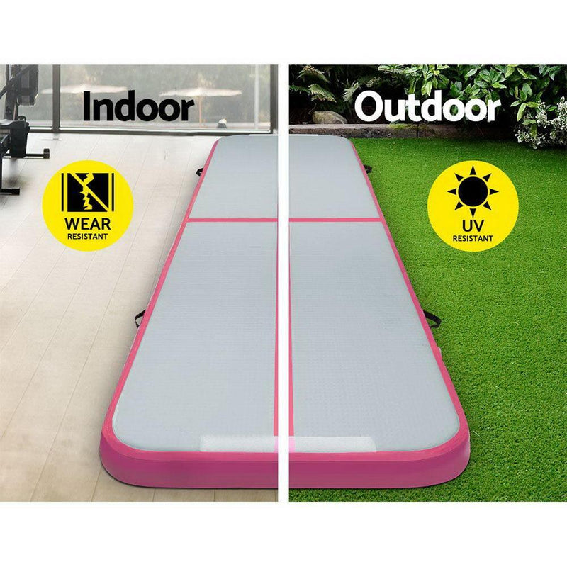 Everfit Inflatable Air Track Mat Gymnastic Tumbling 3m x 50cm - Pink & Grey Payday Deals