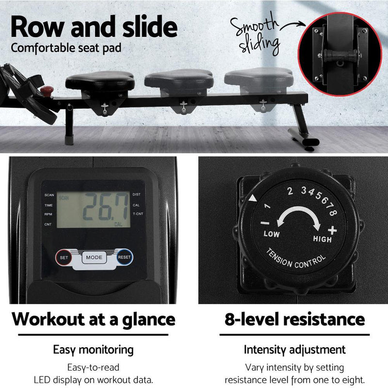 Everfit Magnetic Rowing Exercise Machine Rower Resistance Cardio Fitness Gym Payday Deals