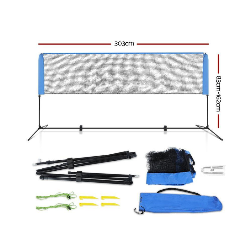 Everfit Portable Sports Net Stand Badminton Volleyball Tennis Soccer 3m 3ft Blue Payday Deals