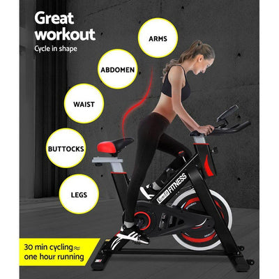 Everfit Spin Exercise Bike Cycling Flywheel Fitness Commercial Home Gym Black