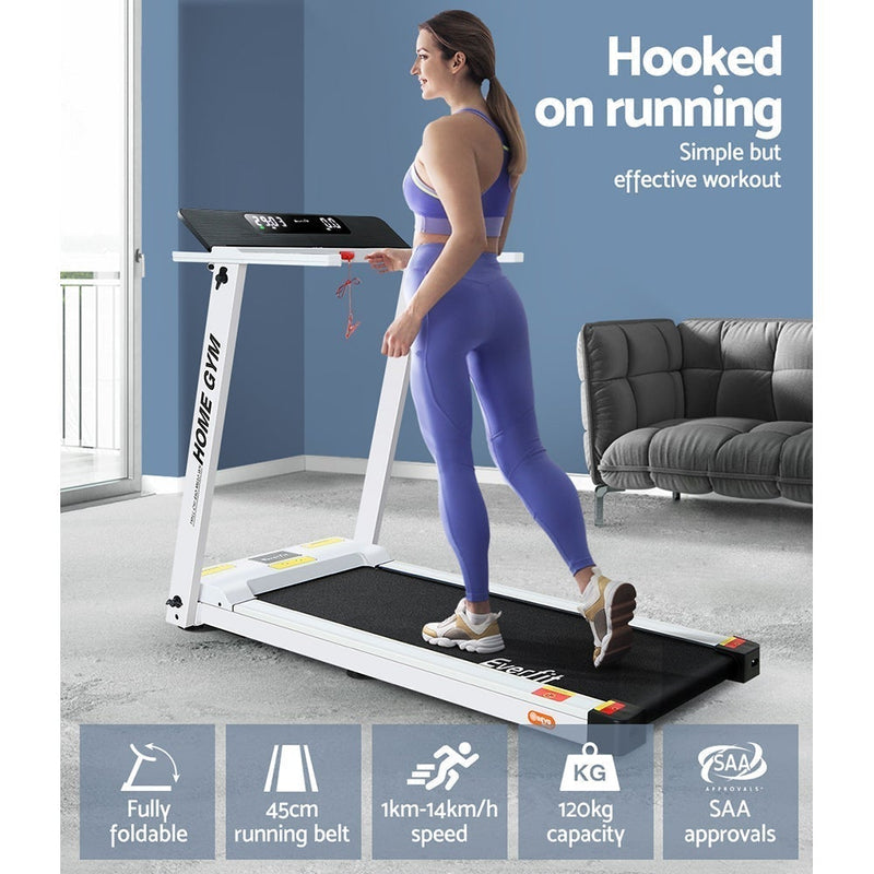 Everfit Treadmill Electric Fully Foldable Home Gym Exercise Fitness White Payday Deals