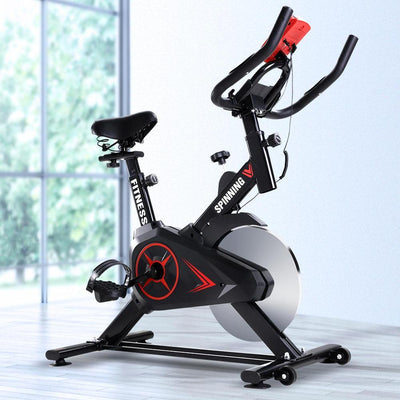 Spin Exercise Bike Flywheel Fitness Commercial Home Workout Gym Phone Holder Black Payday Deals