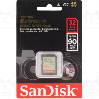 Sandisk Extreme SDHC UHS-I U3 Class 10 32GB upto 90MB/s (SDSDXVE-032G) Payday Deals