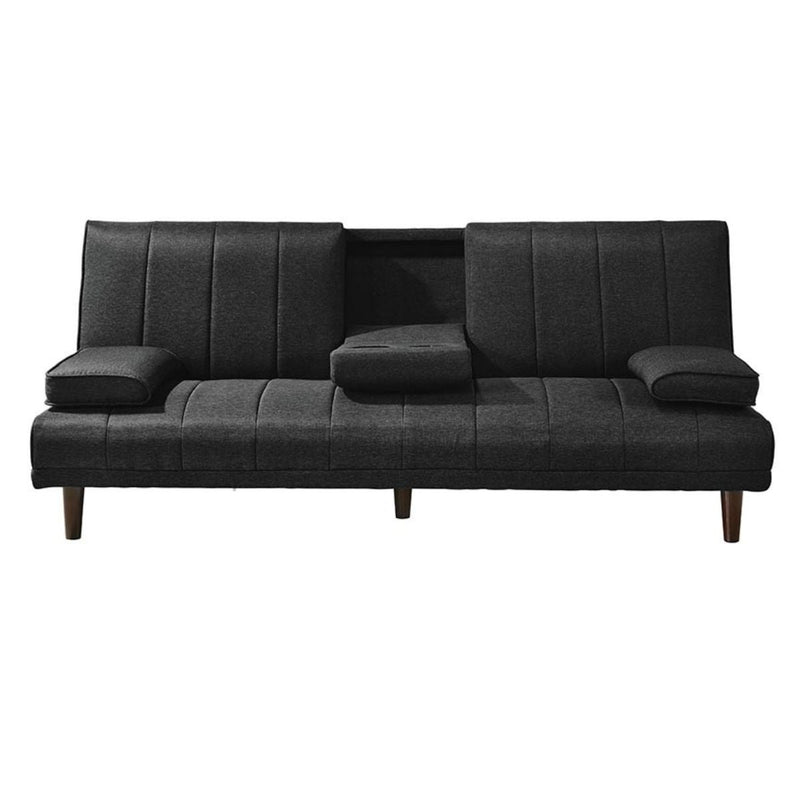 Fabric Sofa Bed with Cup Holder 3 Seater Lounge Couch - Charcoal Payday Deals