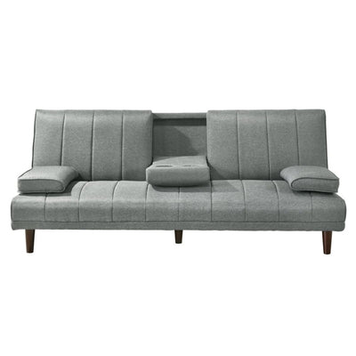 Fabric Sofa Bed with Cup Holder 3 Seater Lounge Couch - Light Grey Payday Deals