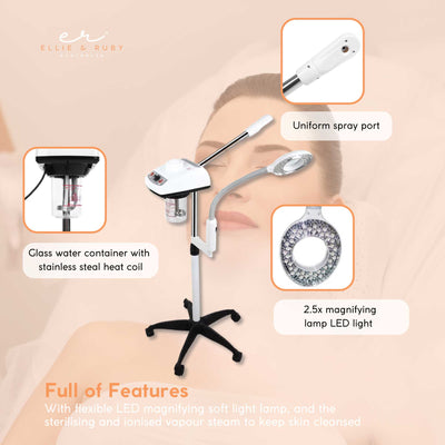 Facial Steamer and Magnifying Lamp 2in1 Beauty Machine Face Spa Magnifier Stand Payday Deals