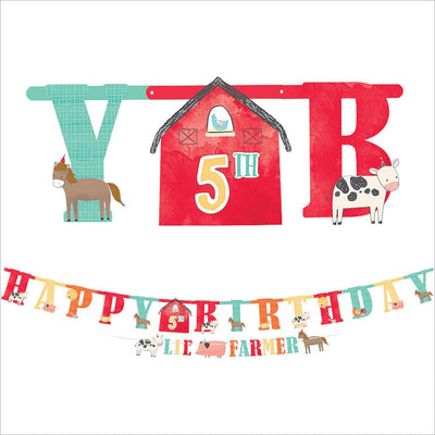 Farm Barnyard Birthday Jumbo Add-An-Age Letter Banner Kit
