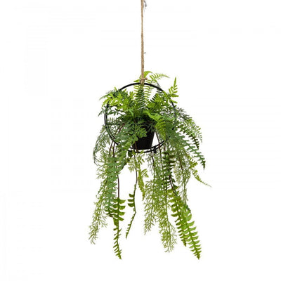 Faux Mixed Fern in Circle Frame Hanger (with Rope) Artificial Plant Flower Decor Payday Deals