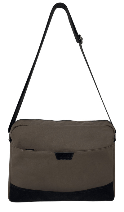 FIB Byron Canvas Laptop Messenger Bag Travel Shoulder Sling - Brown