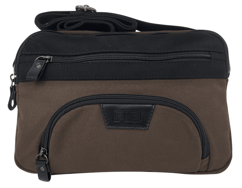 FIB Byron East West Sling Shoulder Bag Travel Adjustable Strap - Brown Payday Deals