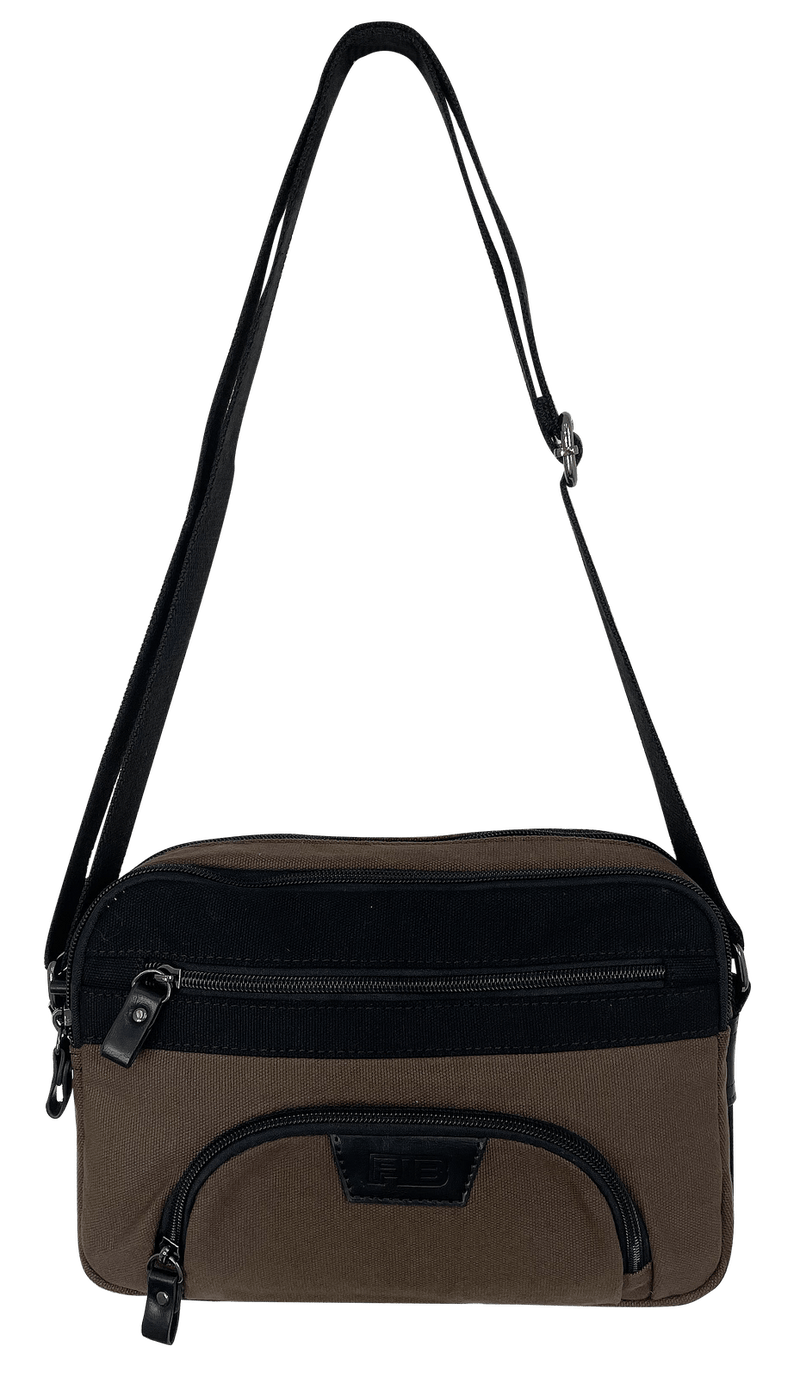 FIB Byron East West Sling Shoulder Bag Travel Adjustable Strap - Brown Payday Deals