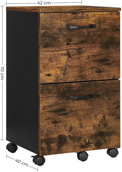 File Cabinet with 2 Drawers Industrial Style for A4, Rustic Brown and Black Payday Deals