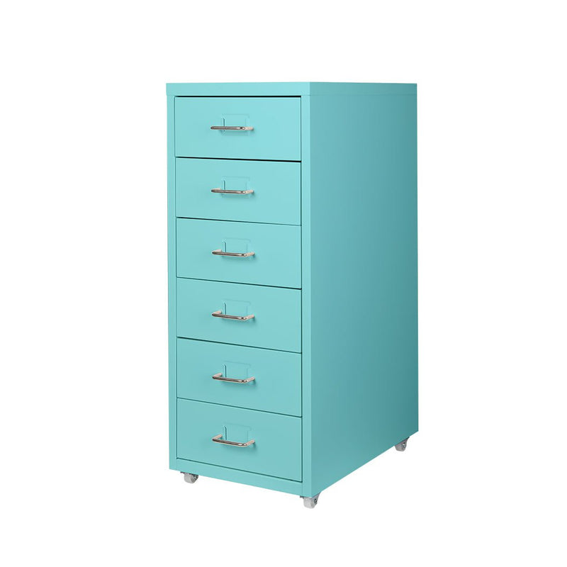 Filing Cabinet Storage Cabinets Steel Metal Home Office Organise 6 Drawer Blue Payday Deals