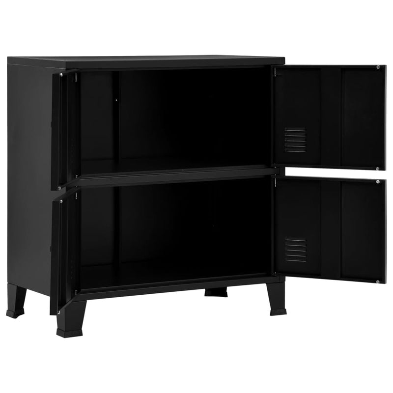 Filing Cabinet with 4 Doors Industrial Black 75x40x80 cm Steel Payday Deals