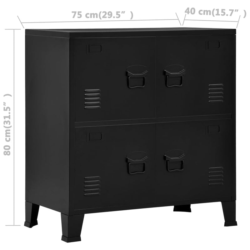 Filing Cabinet with 4 Doors Industrial Black 75x40x80 cm Steel Payday Deals