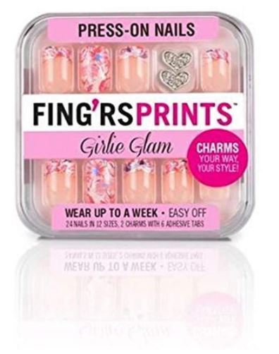 Fing'r Sprints Pre-Glued Nails, Girlie Glam Pretty Petals - 24 Count