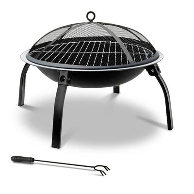 Fire Pit BBQ Charcoal Smoker Portable Outdoor Camping Pits Patio Fireplace 22" Payday Deals