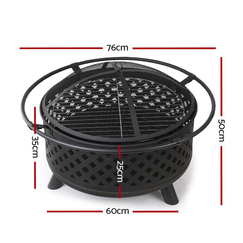 Fire Pit BBQ Grill Smoker Portable Outdoor Fireplace Patio Heater Pits 30" Payday Deals