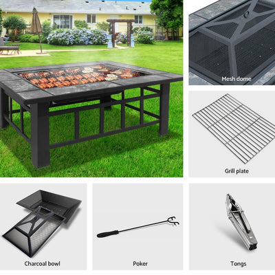 Fire Pit BBQ Grill Table Outdoor Garden Patio Camping Wood Charcoal Fireplace Payday Deals