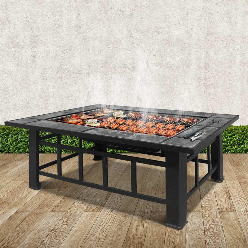 Fire Pit BBQ Grill Table Outdoor Garden Patio Camping Wood Charcoal Fireplace Payday Deals