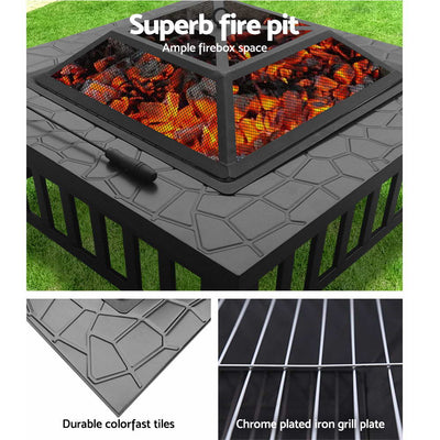 Fire Pit BBQ Table Grill Outdoor Garden Wood Burning Fireplace Stove Payday Deals