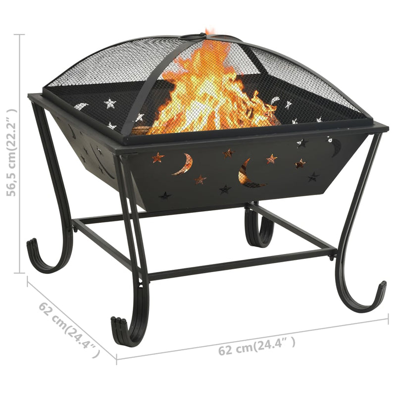 Fire Pit with Poker 62 cm XXL Steel Payday Deals