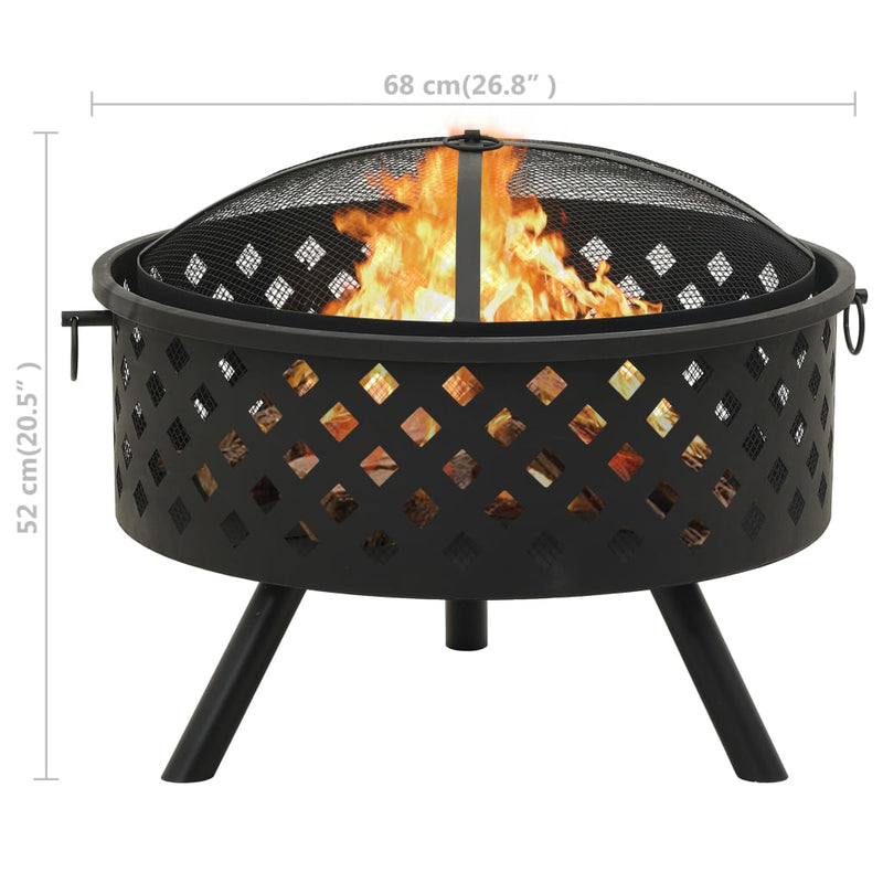 Fire Pit with Poker 68 cm XXL Steel Payday Deals