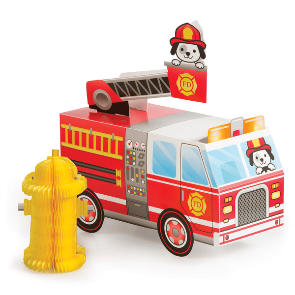 Firefighter Flaming Firetruck Centerpiece With Honeycomb Fire Hydrant Payday Deals