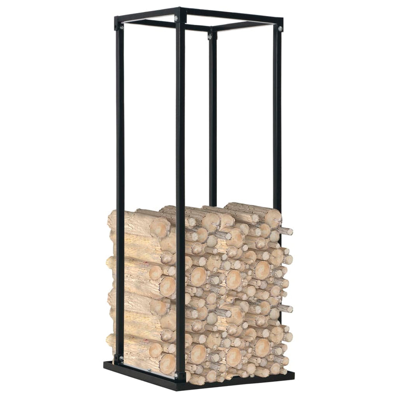 Firewood Rack with Base Black 37x37x113 cm Steel Payday Deals