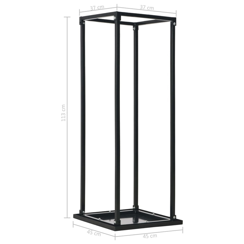 Firewood Rack with Base Black 37x37x113 cm Steel Payday Deals