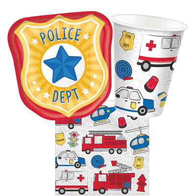 First Responders Police Dept 8 Guest Tableware Party Pack