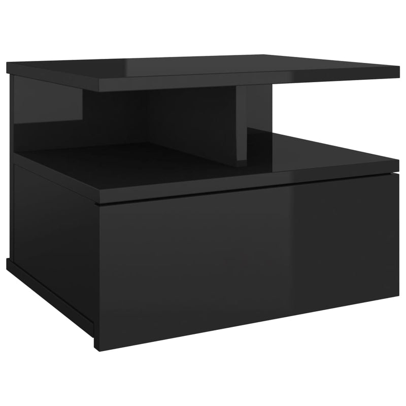 Floating Nightstand High Gloss Black 40x31x27 cm Engineered Wood Payday Deals