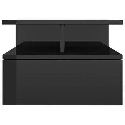 Floating Nightstand High Gloss Black 40x31x27 cm Engineered Wood Payday Deals