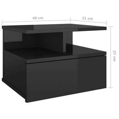 Floating Nightstand High Gloss Black 40x31x27 cm Engineered Wood Payday Deals