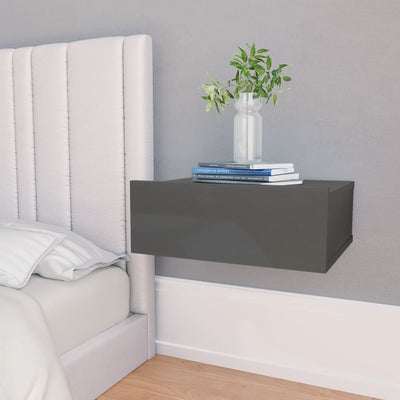 Floating Nightstand High Gloss Grey 40x30x15 cm Engineered Wood Payday Deals
