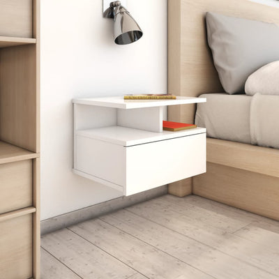 Floating Nightstand High Gloss White 40x31x27 cm Engineered Wood Payday Deals