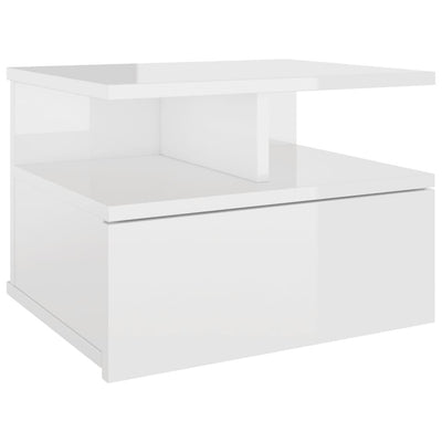 Floating Nightstand High Gloss White 40x31x27 cm Engineered Wood Payday Deals