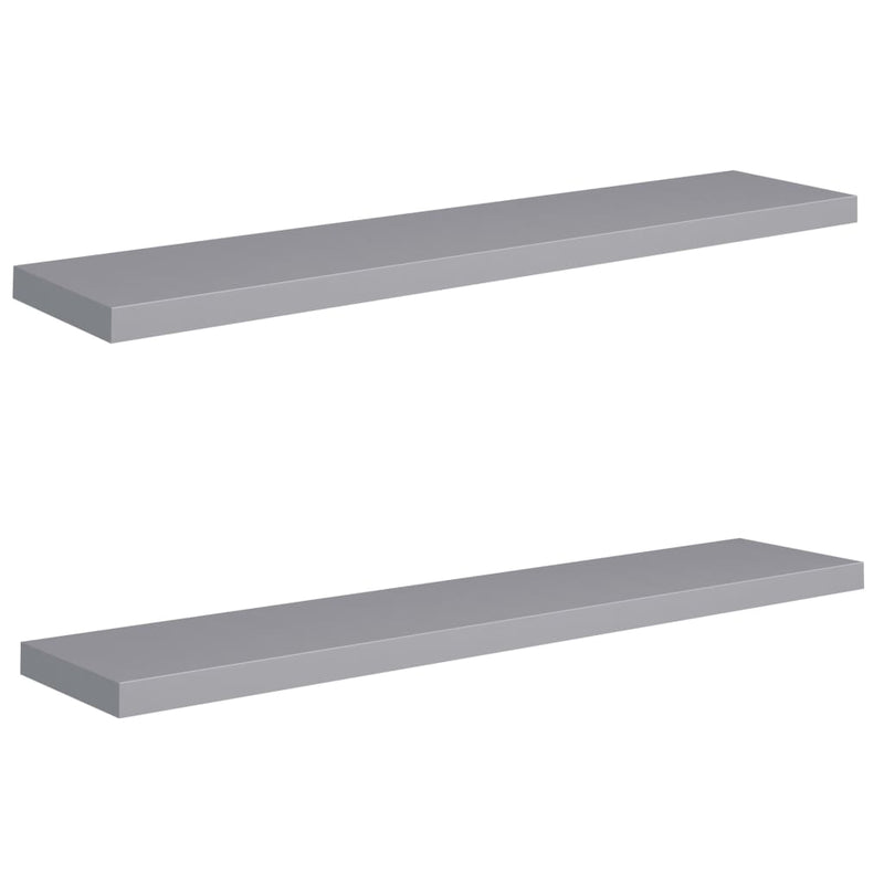 Floating Wall Shelves 2 pcs Grey 120x23.5x3.8 cm MDF Payday Deals