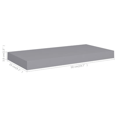 Floating Wall Shelves 2 pcs Grey 50x23x3.8 cm MDF Payday Deals