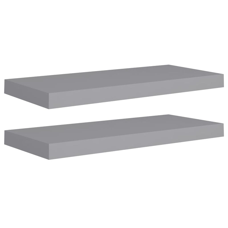 Floating Wall Shelves 2 pcs Grey 60x23.5x3.8 cm MDF Payday Deals