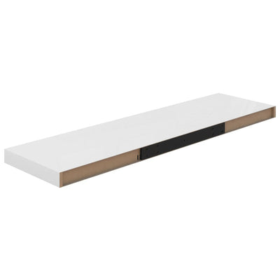 Floating Wall Shelves 2 pcs High Gloss White 90x23.5x3.8 cm MDF Payday Deals