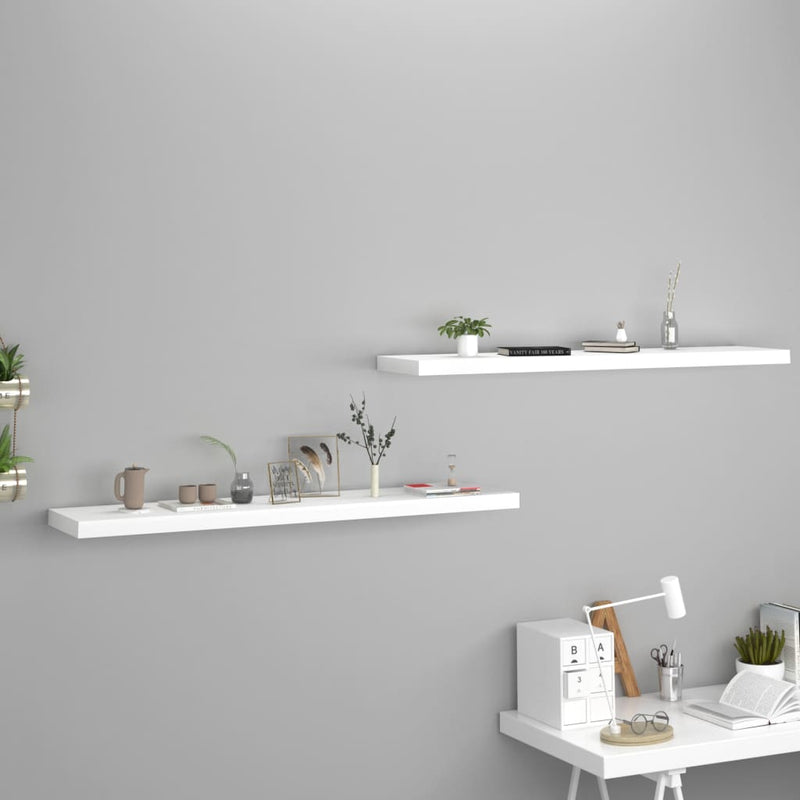 Floating Wall Shelves 2 pcs White 120x23.5x3.8 cm MDF Payday Deals