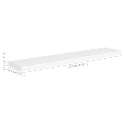 Floating Wall Shelves 2 pcs White 120x23.5x3.8 cm MDF Payday Deals