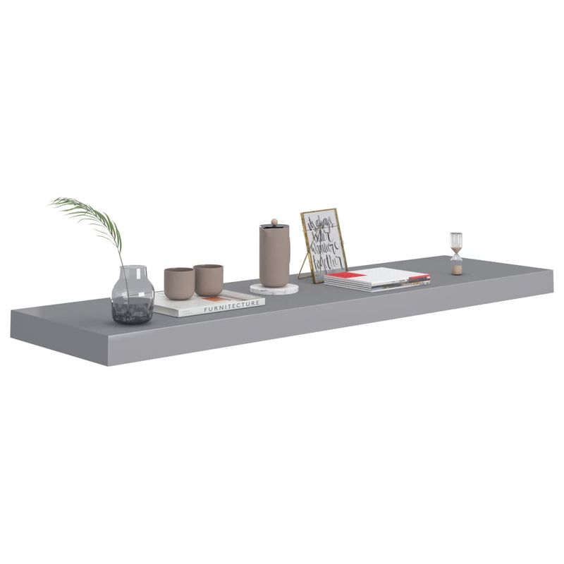 Floating Wall Shelves 4 pcs Grey 90x23.5x3.8 cm MDF Payday Deals