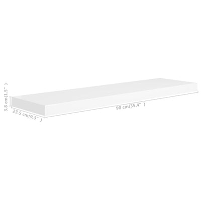 Floating Wall Shelves 4 pcs White 90x23.5x3.8 cm MDF Payday Deals