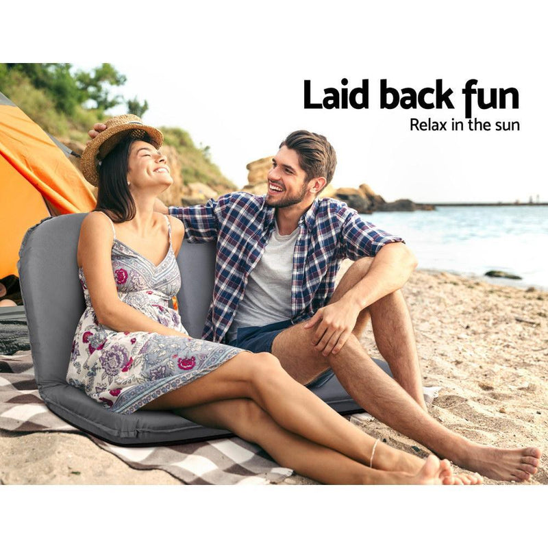 Floor Lounge Sofa Camping Portable Recliner Beach Chair Folding Outdoor Grey